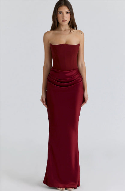 Slim Tube Top Long Dress Sexy Fashion Bandeau Backless Party Evening Dresses For Women Clothing