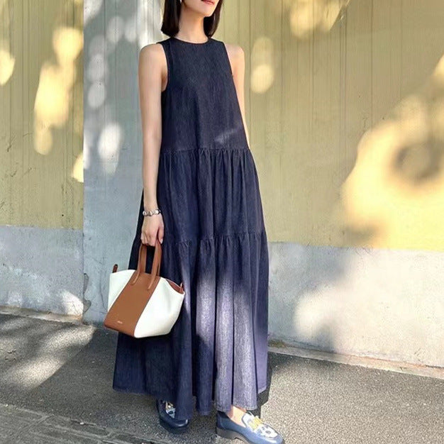 Mid-length Sleeveless Denim Dress Women
