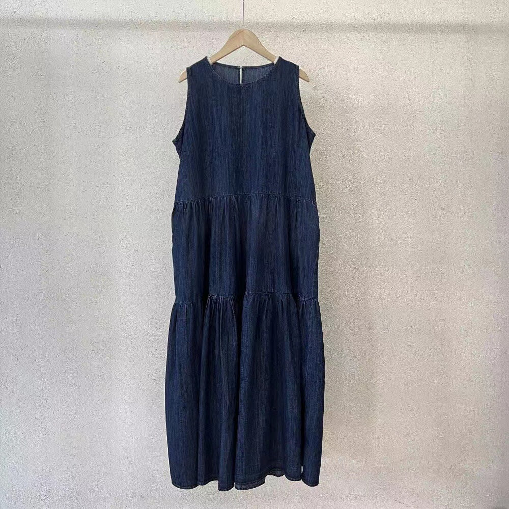 Mid-length Sleeveless Denim Dress Women