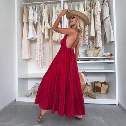 European And American Summer Sexy Fashion Suspenders Stitching Dress Women