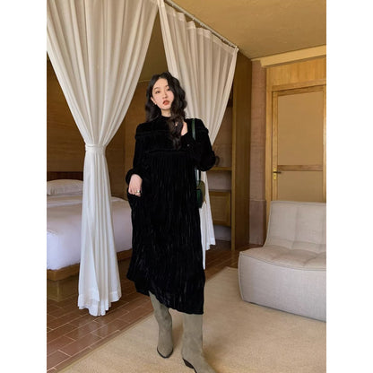 Autumn And Winter French Vintage Velvet Dress Women