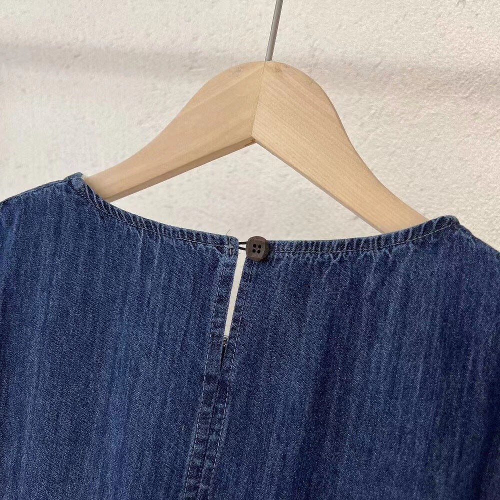 Mid-length Sleeveless Denim Dress Women
