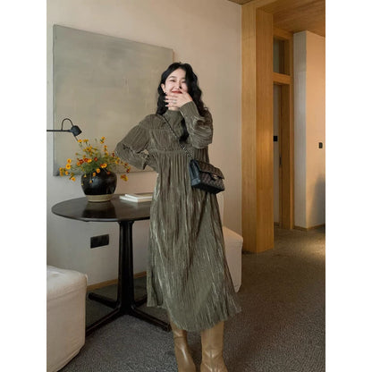 Autumn And Winter French Vintage Velvet Dress Women