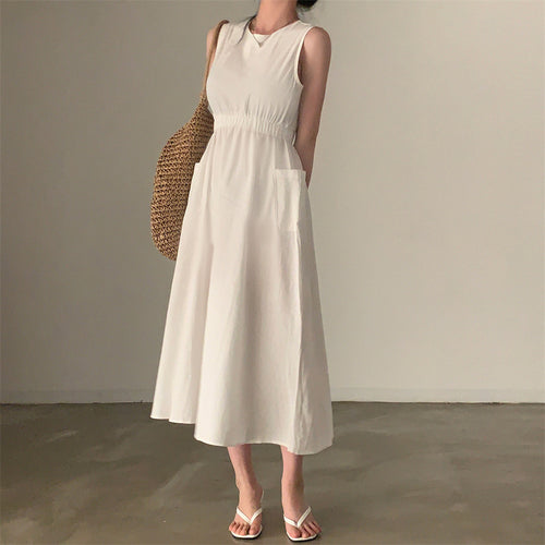 Pocket Sleeveless Vest Dress Women