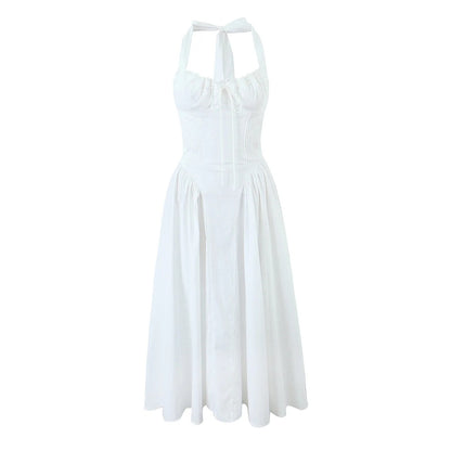 Fashion French Floral Halter Dress Women