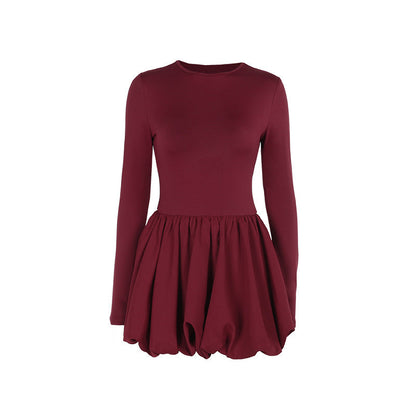 Elegant slim fit flower bud backless long sleeved dress for women